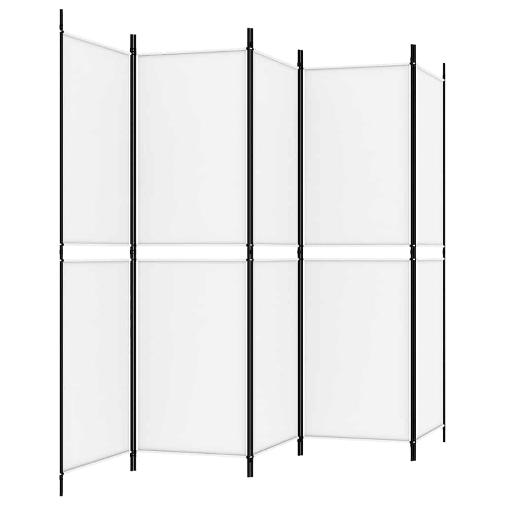 vidaXL 5-Panel Room Divider White 250x180 cm Fabric 5