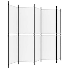 vidaXL 5-Panel Room Divider White 250x180 cm Fabric 5