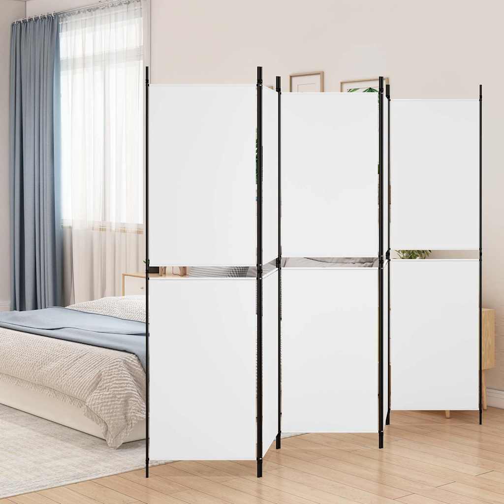 vidaXL 5-Panel Room Divider White 250x180 cm Fabric 1