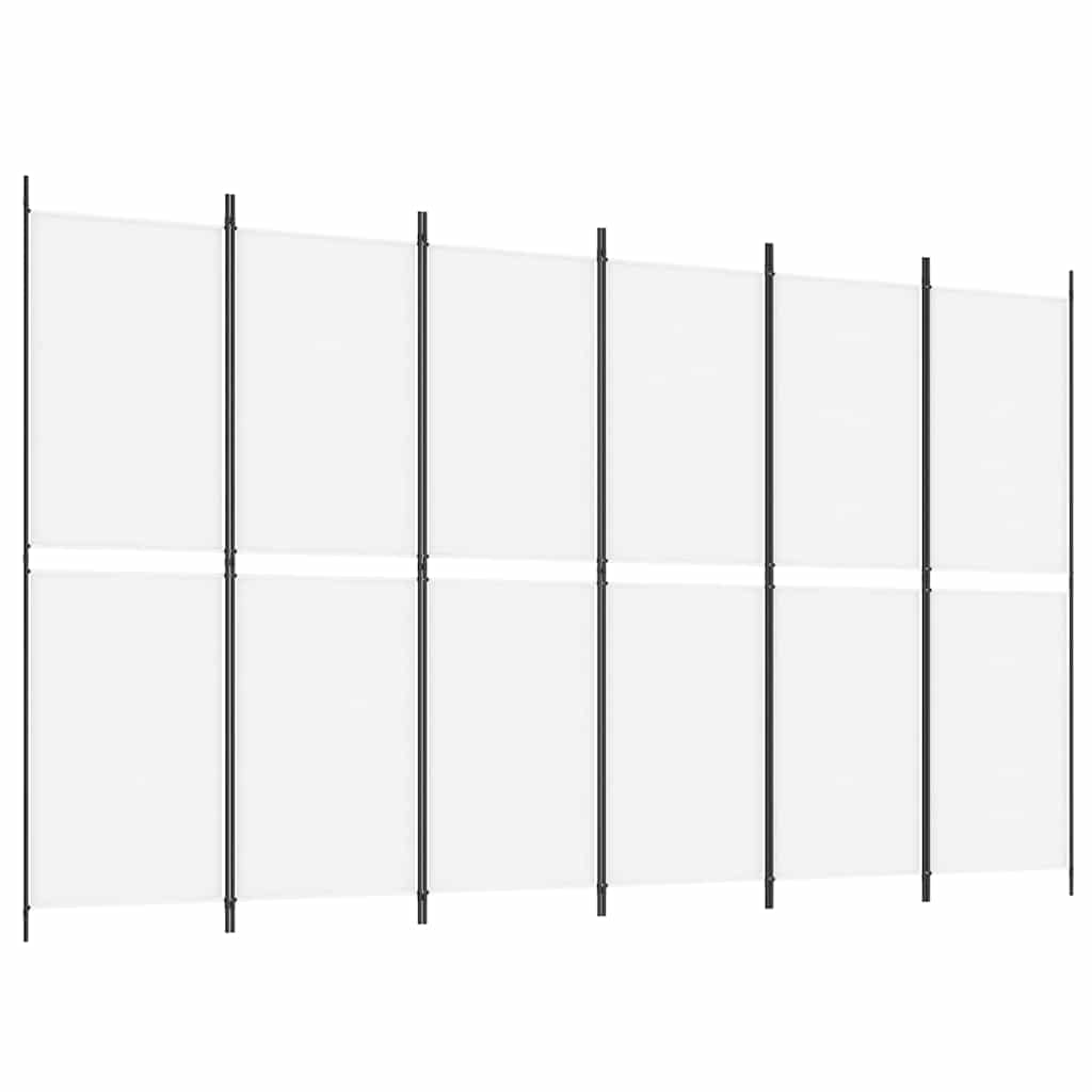vidaXL 6-Panel Room Divider White 300x180 cm Fabric 2