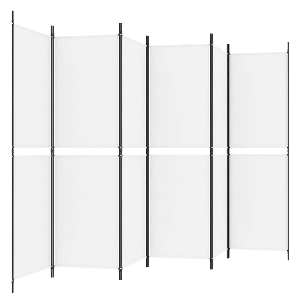 vidaXL 6-Panel Room Divider White 300x180 cm Fabric 5