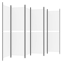 vidaXL 6-Panel Room Divider White 300x180 cm Fabric 5