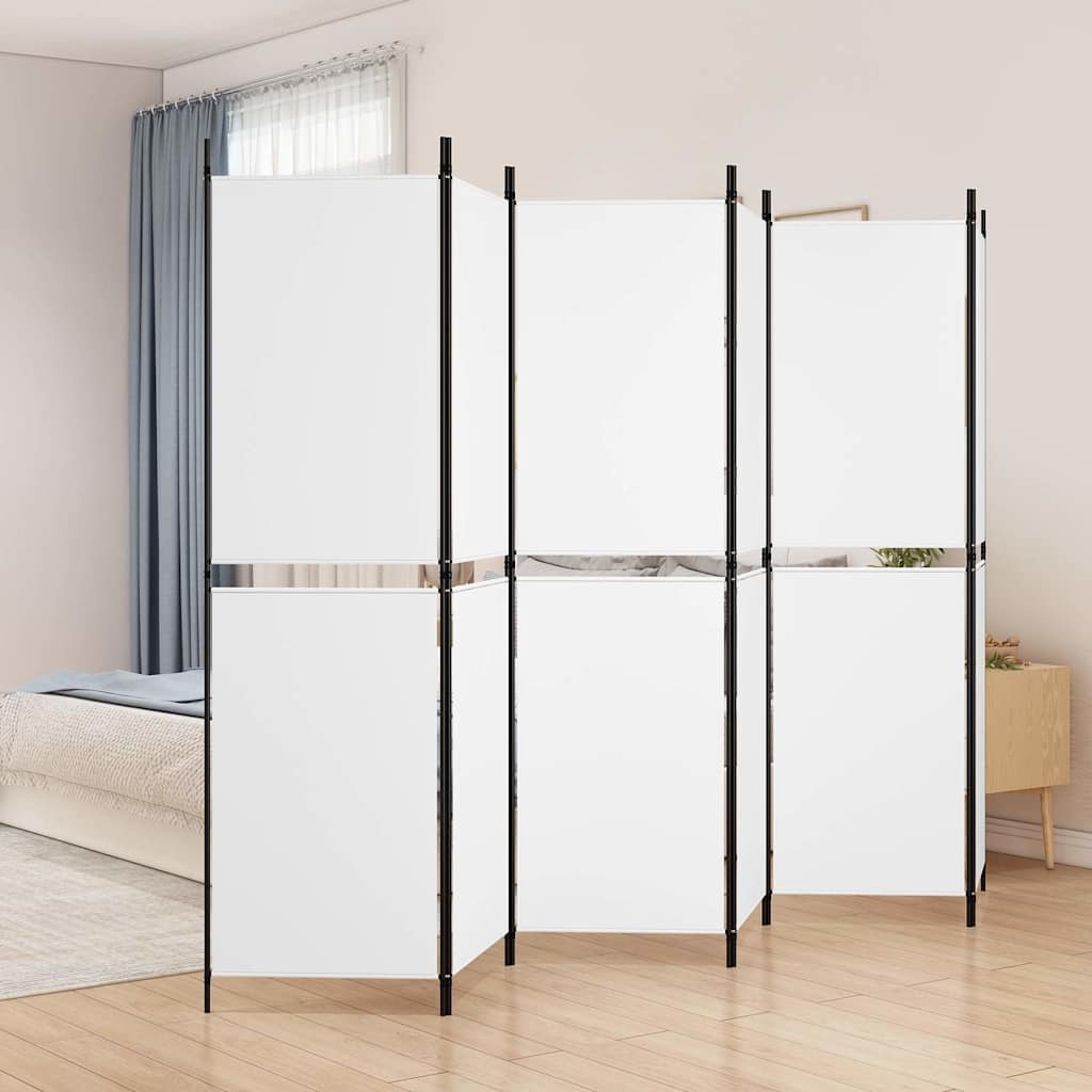 vidaXL 6-Panel Room Divider White 300x180 cm Fabric 1