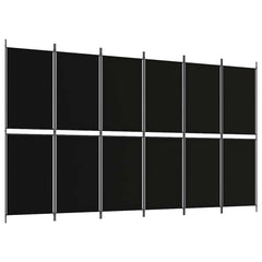 vidaXL 6-Panel Room Divider Black 300x180 cm Fabric 2