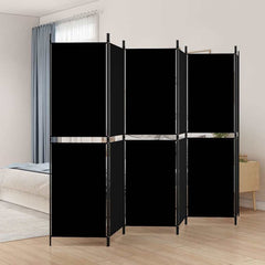 vidaXL 6-Panel Room Divider Black 300x180 cm Fabric 1