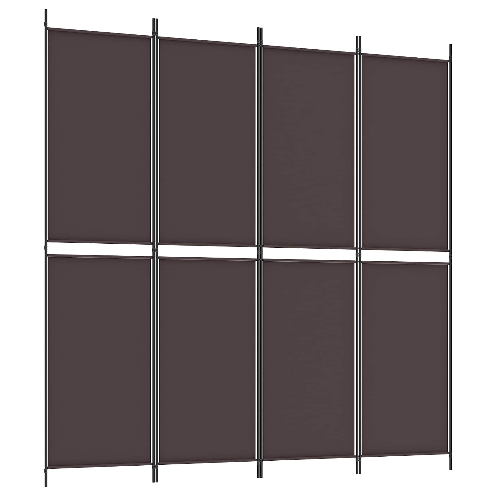 vidaXL 4-Panel Room Divider Brown 200x200 cm Fabric 2