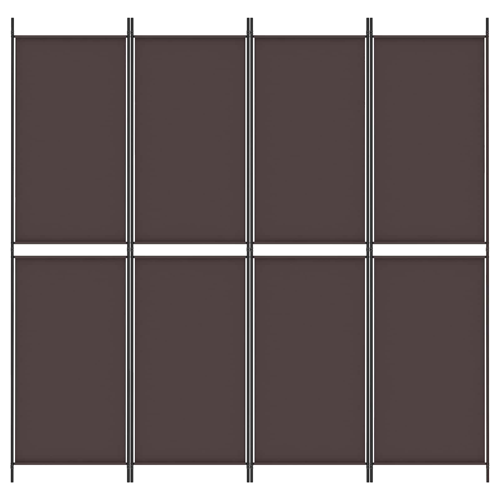 vidaXL 4-Panel Room Divider Brown 200x200 cm Fabric 6