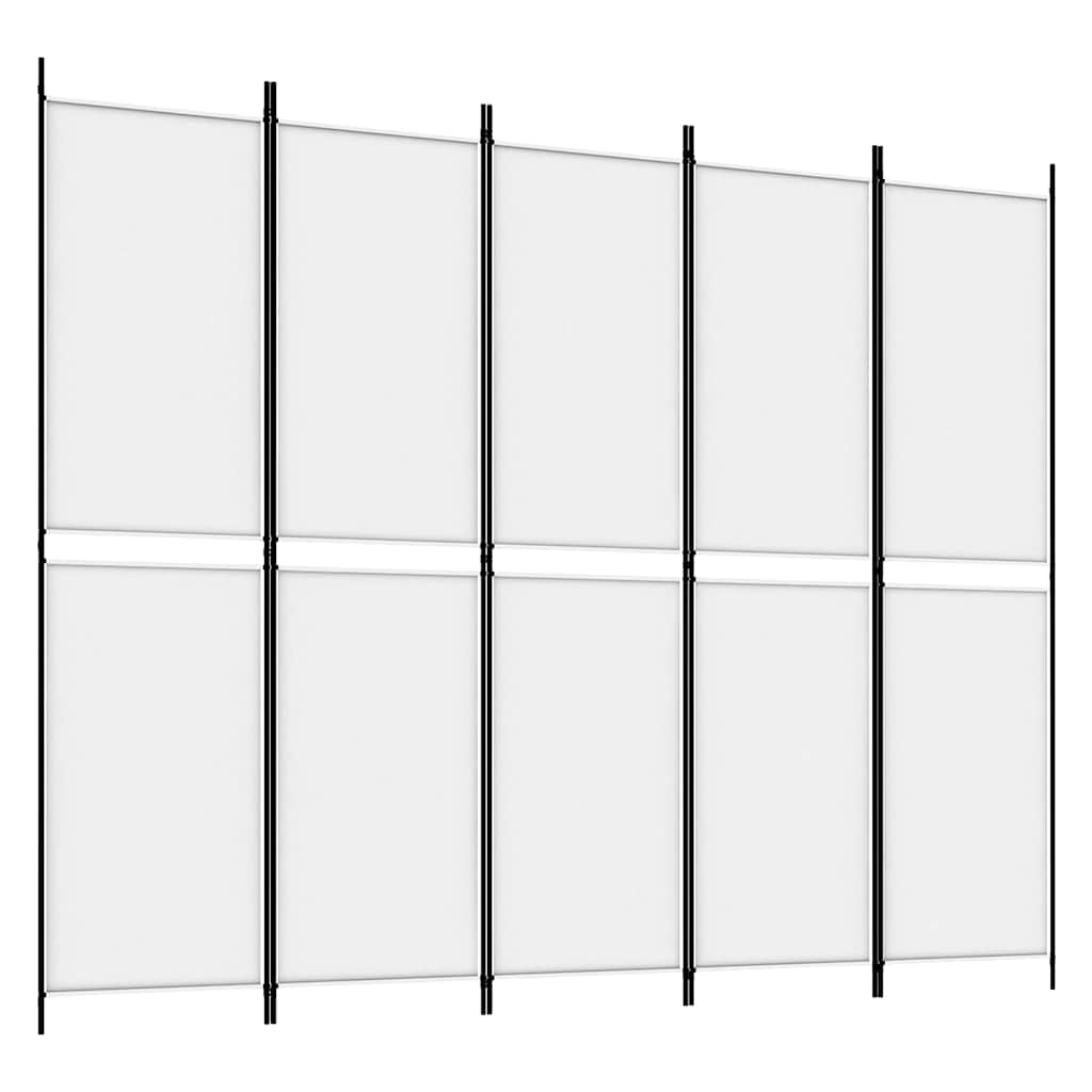 vidaXL 5-Panel Room Divider White 250x200 cm Fabric 2
