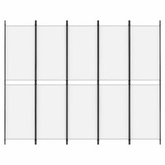 vidaXL 5-Panel Room Divider White 250x200 cm Fabric 3