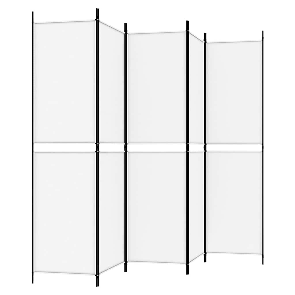 vidaXL 5-Panel Room Divider White 250x200 cm Fabric 5