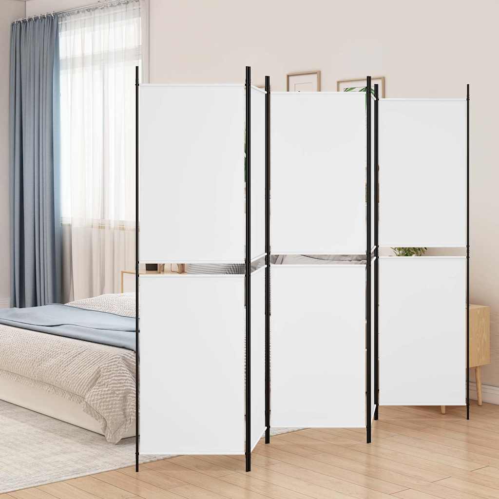 vidaXL 5-Panel Room Divider White 250x200 cm Fabric 1