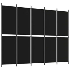 vidaXL 5-Panel Room Divider Black 250x200 cm Fabric 2