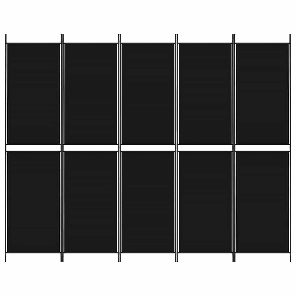 vidaXL 5-Panel Room Divider Black 250x200 cm Fabric 3