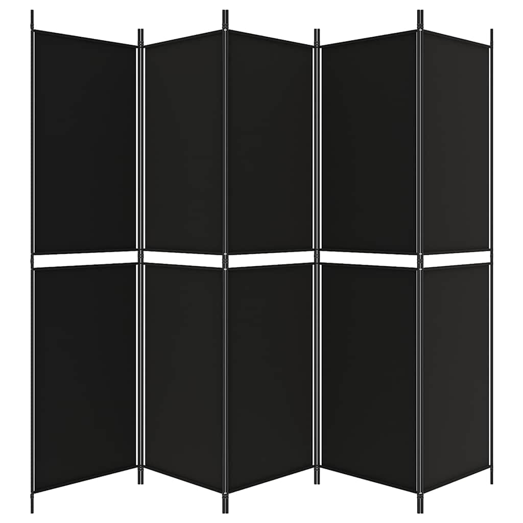 vidaXL 5-Panel Room Divider Black 250x200 cm Fabric 4