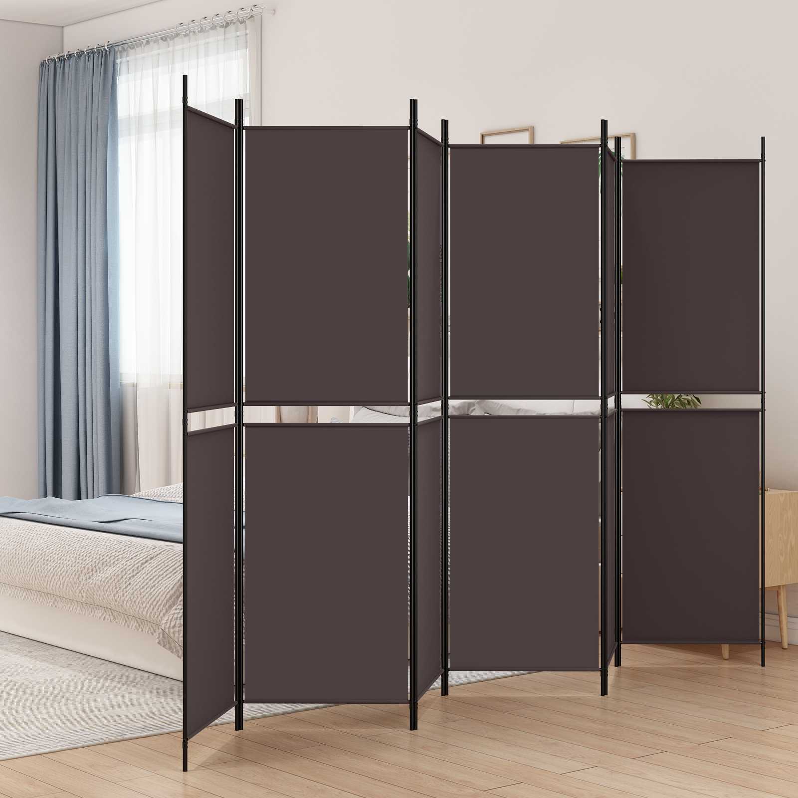 vidaXL 6-Panel Room Divider Brown 300x200 cm Fabric 1