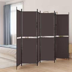 vidaXL 6-Panel Room Divider Brown 300x200 cm Fabric 1
