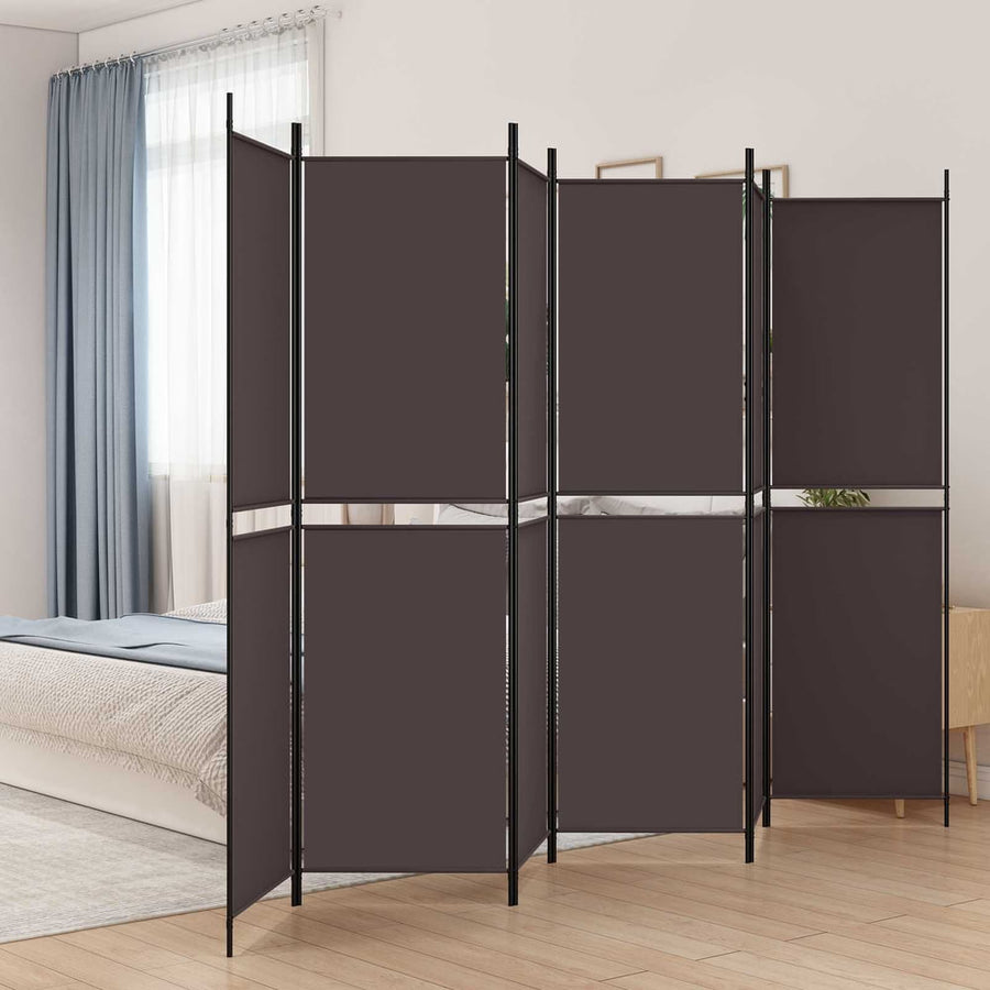 6-Panel Room Divider Brown