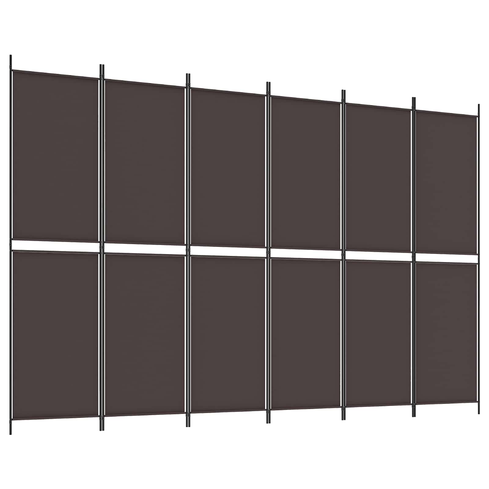 vidaXL 6-Panel Room Divider Brown 300x200 cm Fabric 2