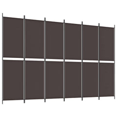vidaXL 6-Panel Room Divider Brown 300x200 cm Fabric 2