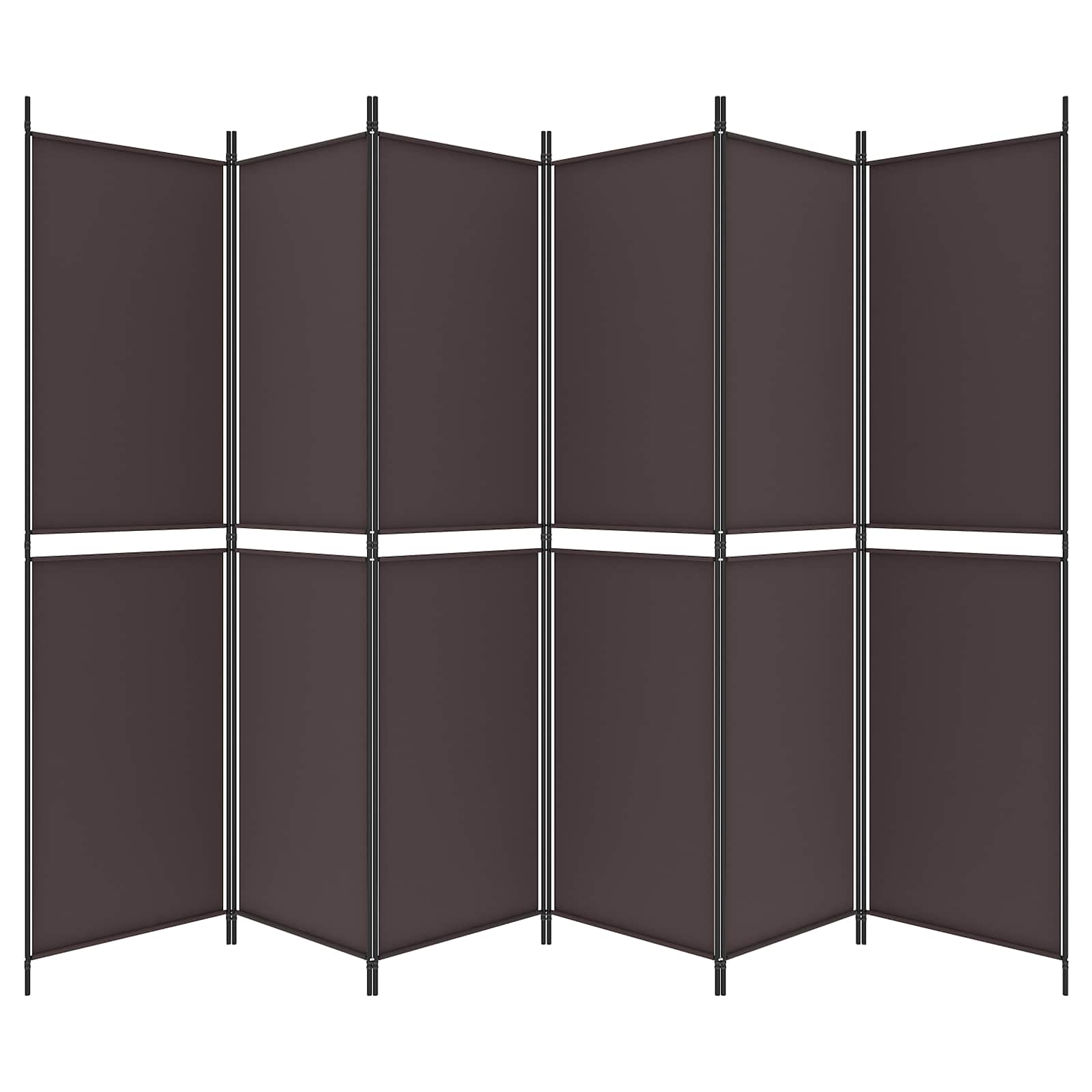 vidaXL 6-Panel Room Divider Brown 300x200 cm Fabric 3