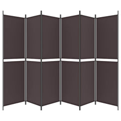 vidaXL 6-Panel Room Divider Brown 300x200 cm Fabric 3