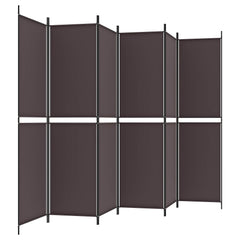 vidaXL 6-Panel Room Divider Brown 300x200 cm Fabric 4