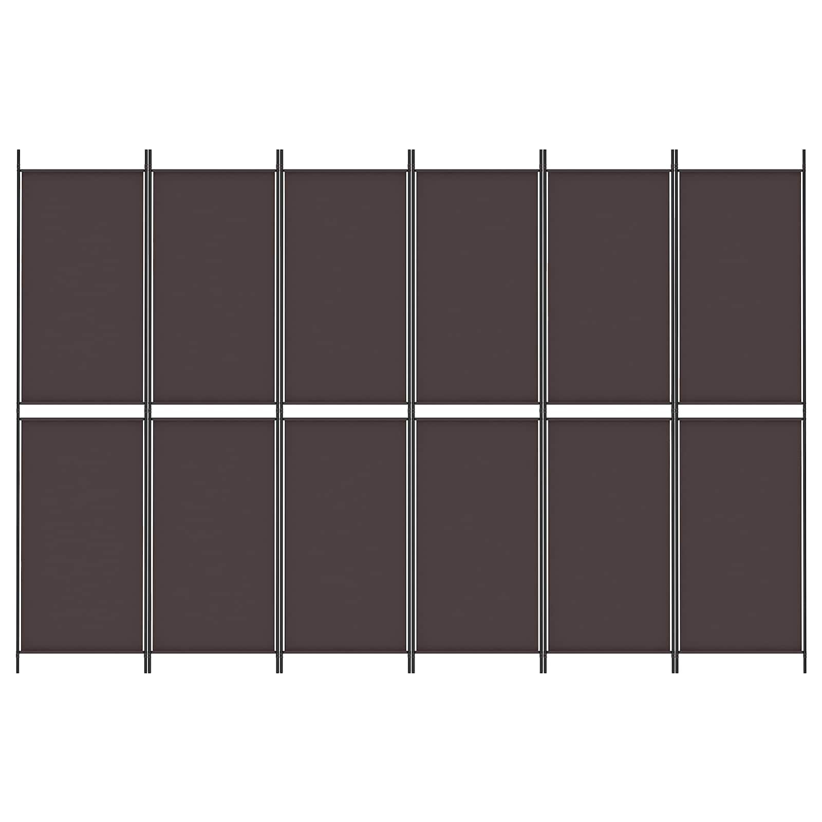 vidaXL 6-Panel Room Divider Brown 300x200 cm Fabric 6