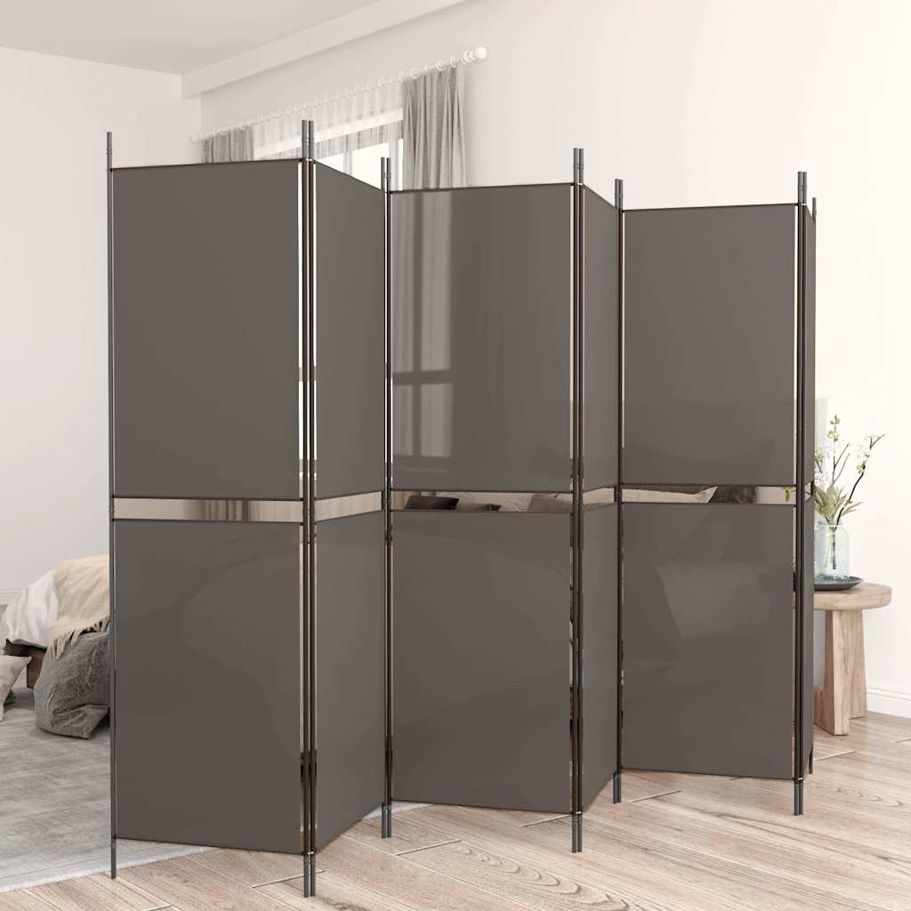 vidaXL 6-Panel Room Divider Anthracite 300x200 cm Fabric 1