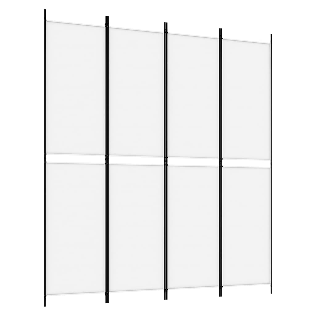 vidaXL 4-Panel Room Divider White 200x220 cm Fabric 2