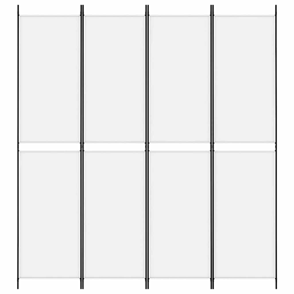 vidaXL 4-Panel Room Divider White 200x220 cm Fabric 3