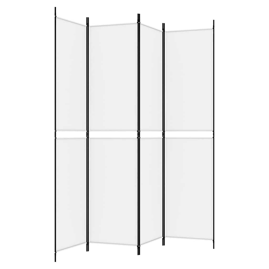 vidaXL 4-Panel Room Divider White 200x220 cm Fabric 5