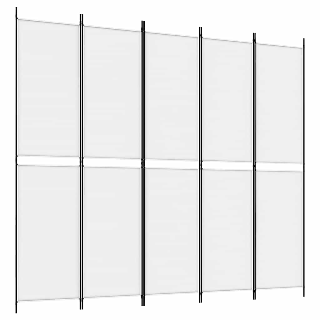 vidaXL 5-Panel Room Divider White 250x220 cm Fabric 2