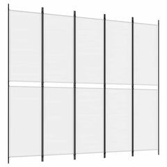 vidaXL 5-Panel Room Divider White 250x220 cm Fabric 2