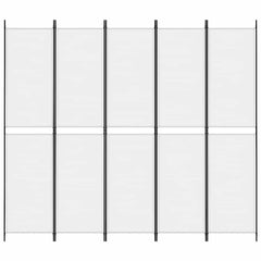 vidaXL 5-Panel Room Divider White 250x220 cm Fabric 3