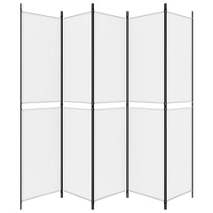 vidaXL 5-Panel Room Divider White 250x220 cm Fabric 4