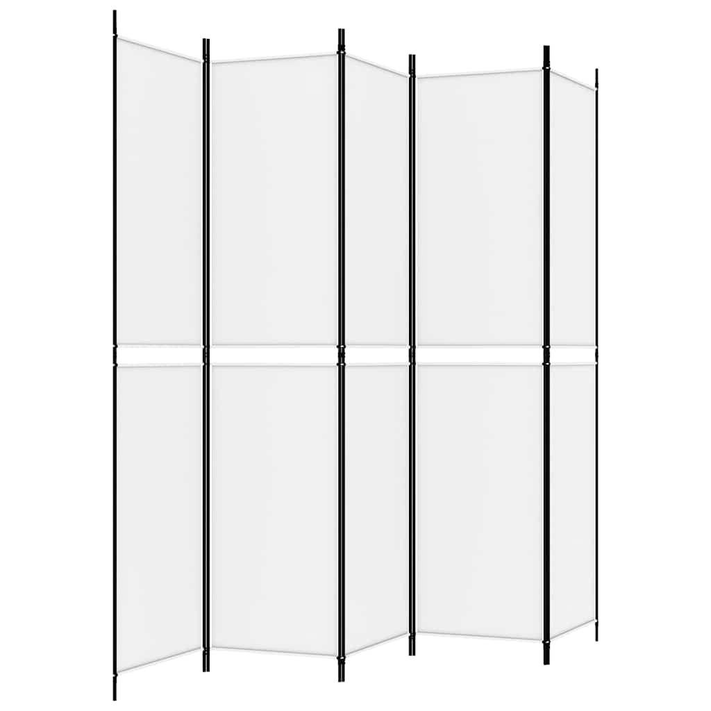 vidaXL 5-Panel Room Divider White 250x220 cm Fabric 5