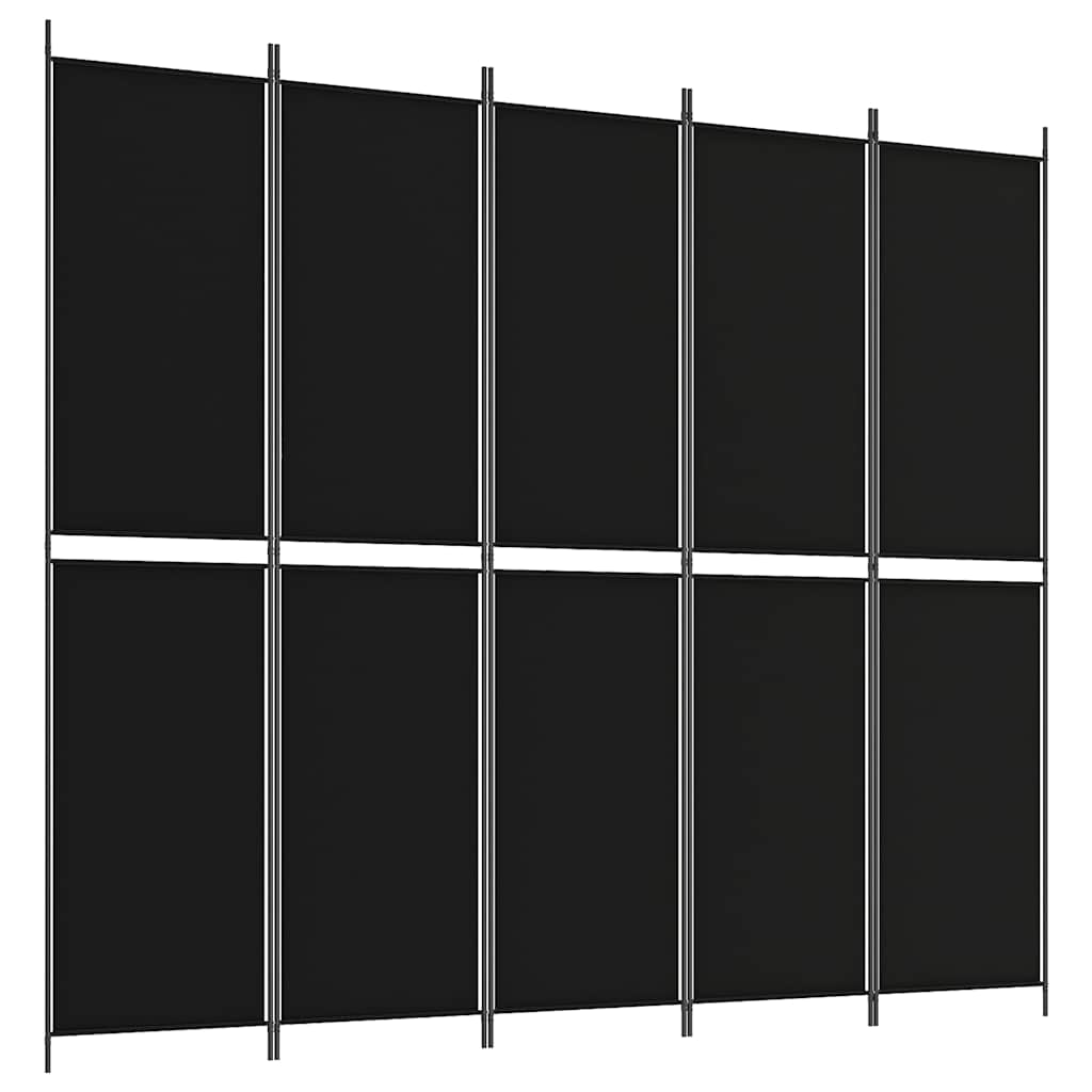 vidaXL 5-Panel Room Divider Black 250x220 cm Fabric 2