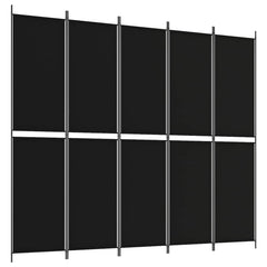 vidaXL 5-Panel Room Divider Black 250x220 cm Fabric 2