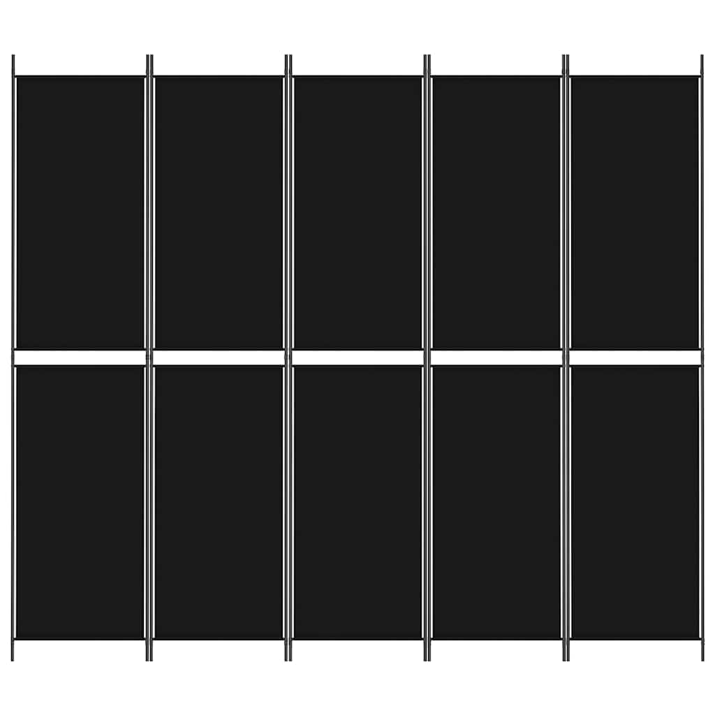 vidaXL 5-Panel Room Divider Black 250x220 cm Fabric 3