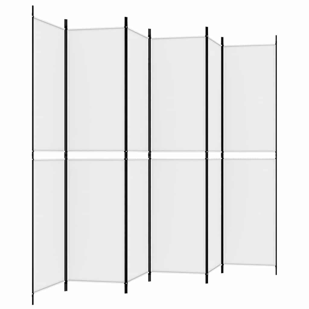 vidaXL 6-Panel Room Divider White 300x220 cm Fabric 5