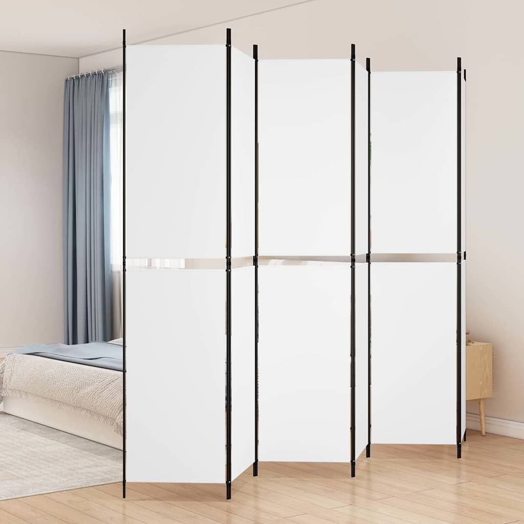 vidaXL 6-Panel Room Divider White 300x220 cm Fabric 1