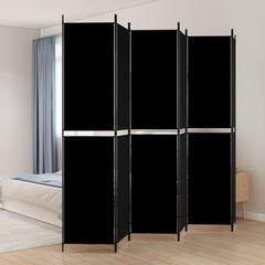 vidaXL 6-Panel Room Divider Black 300x220 cm Fabric 1