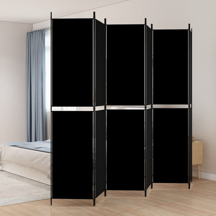 6-Panel Room Divider Black