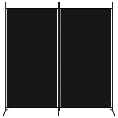 2-Panel Room Divider Black 175x180 cm Fabric