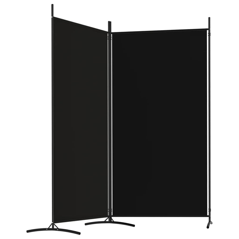 2-Panel Room Divider Black 175x180 cm Fabric