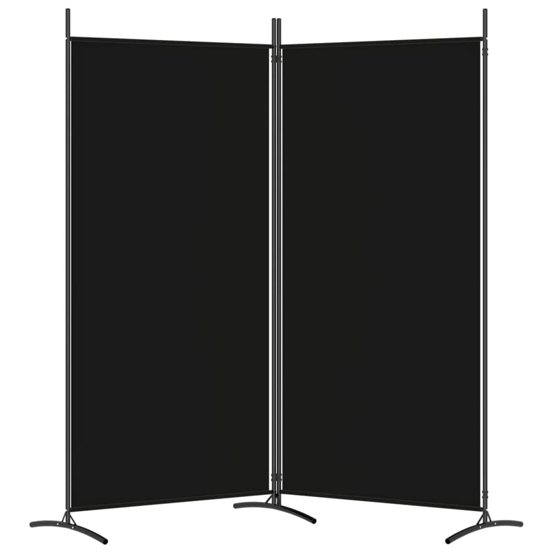 2-Panel Room Divider Black 175x180 cm Fabric