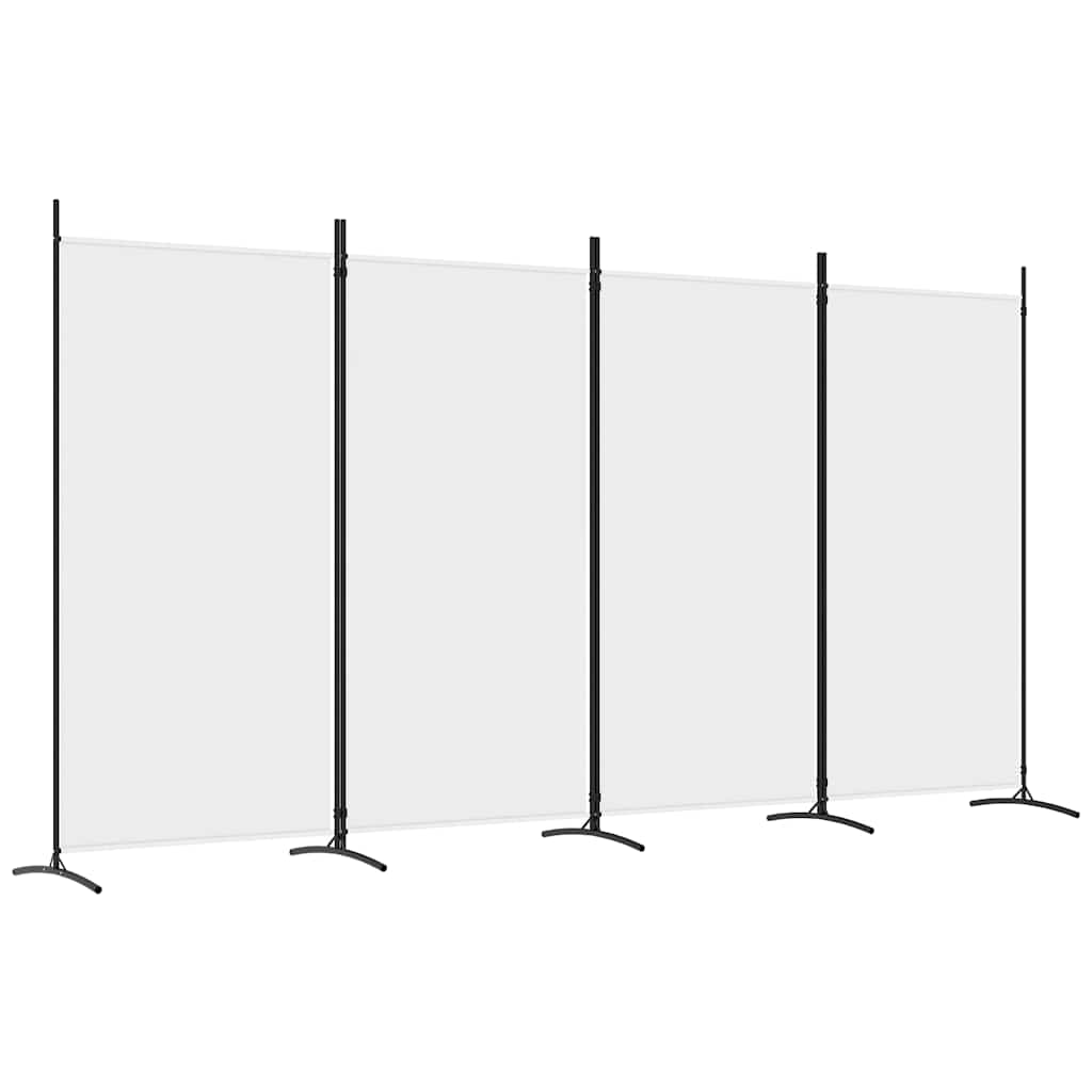 vidaXL 4-Panel Room Divider White 346x180 cm Fabric 2