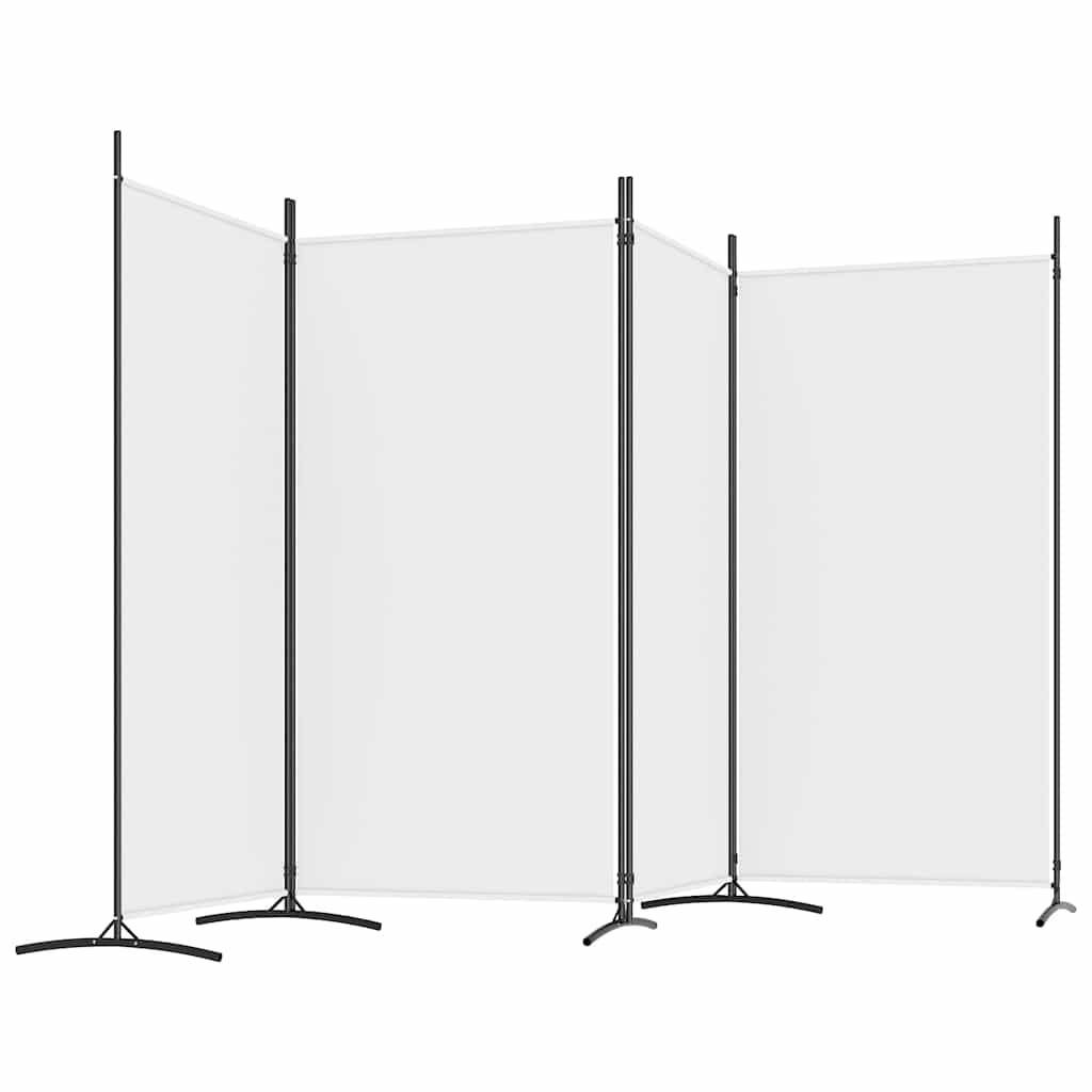 vidaXL 4-Panel Room Divider White 346x180 cm Fabric 5