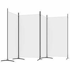 vidaXL 4-Panel Room Divider White 346x180 cm Fabric 5