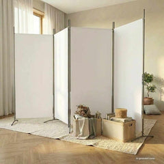 vidaXL 4-Panel Room Divider White 346x180 cm Fabric 1